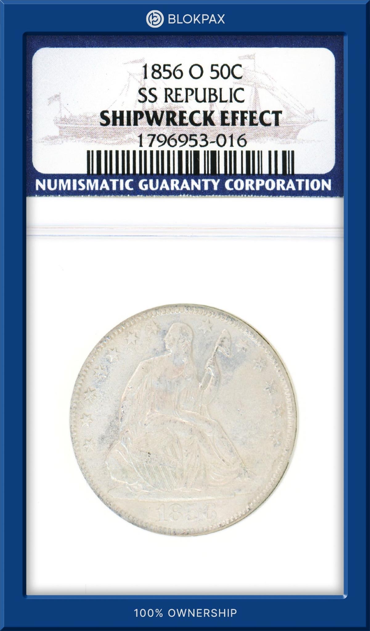 1856 Half Dollar - NGC SHIPWRECK EFFECT (Cert: 1796953-016)